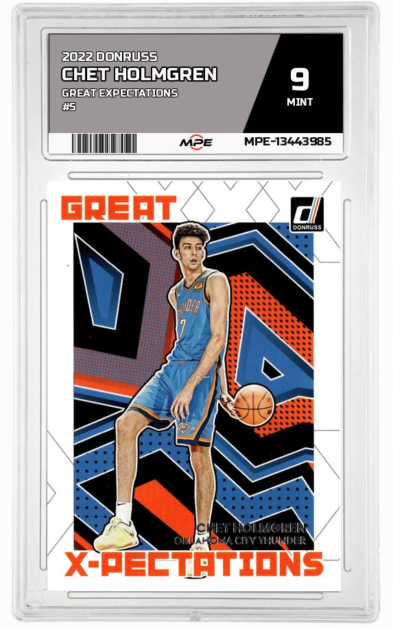 2022 DONRUSS GREAT EXPECTATIONS #5 CHET HOLMGREN MPE 9 MINT — graded card auctioned from the MPE vault