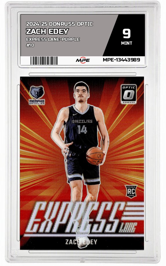 2024-25 DONRUSS OPTIC EXPRESS LANE-PURPLE #10 ZACH EDEY MPE 9 MINT — graded card auctioned from the MPE vault