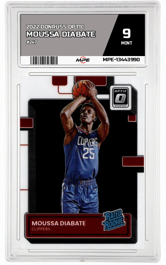 2022 DONRUSS OPTIC #247 MOUSSA DIABATE MPE 9 MINT — graded card auctioned from the MPE vault