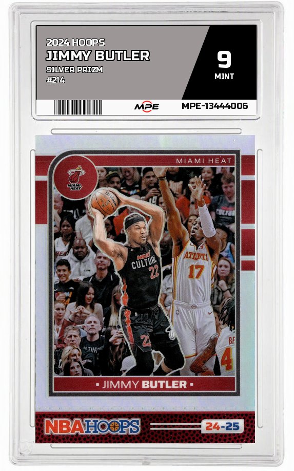 2024 HOOPS SILVER PRIZM #214 JIMMY BUTLER MPE 9 MINT — graded card auctioned from the MPE vault