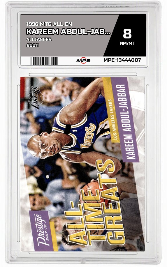 1996 MTG ALL EN Alliances #0011 KAREEM ABDUL-JABBAR MPE 8 NM/MT — graded card auctioned from the MPE vault