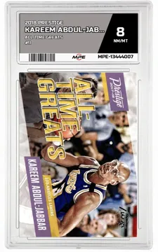 2018 PRESTIGE ALL TIME GREATS #11 KAREEM ABDUL-JABBAR MPE 8 NM/MT — graded card up for auction