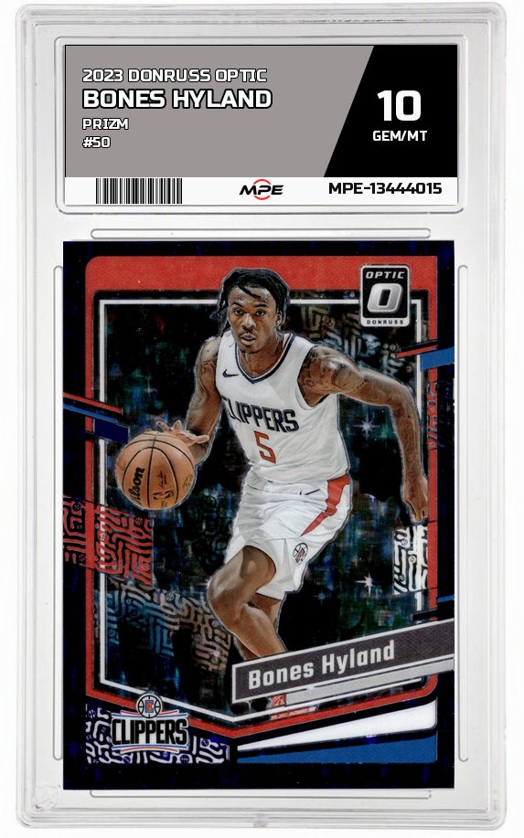 2023 DONRUSS OPTIC PRIZM #50 BONES HYLAND MPE 10 GEM/MT — graded card auctioned from the MPE vault