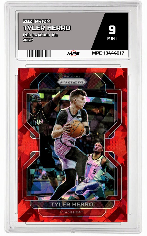 2021 PRIZM RED CRACKED ICE #227 TYLER HERRO MPE 9 MINT — graded card auctioned from the MPE vault