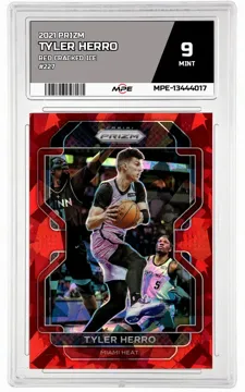 2021 PRIZM RED CRACKED ICE #227 TYLER HERRO MPE 9 MINT — graded card up for auction