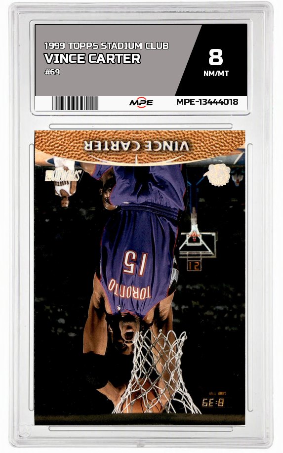 1999 TOPPS STADIUM CLUB #69 VINCE CARTER MPE 8 NM/MT — graded card auctioned from the MPE vault