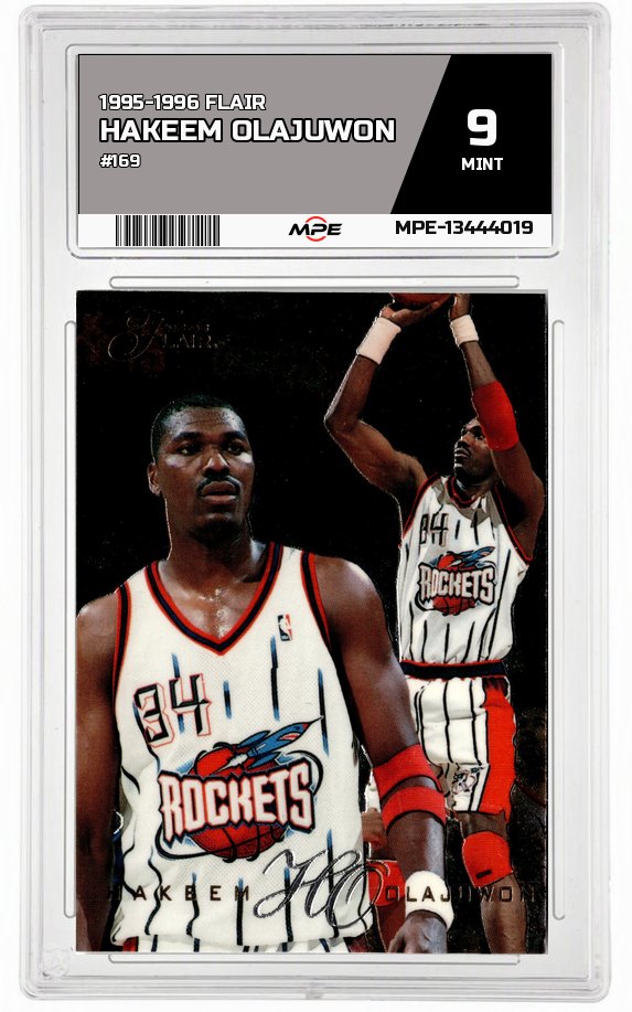 1995-1996 FLAIR #169 HAKEEM OLAJUWON MPE 9 MINT — graded card auctioned from the MPE vault