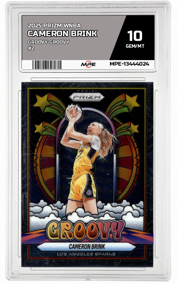 2025 PRIZM WNBA GROOVY-Groovy #2 CAMERON BRINK MPE 10 GEM/MT — graded card auctioned from the MPE vault