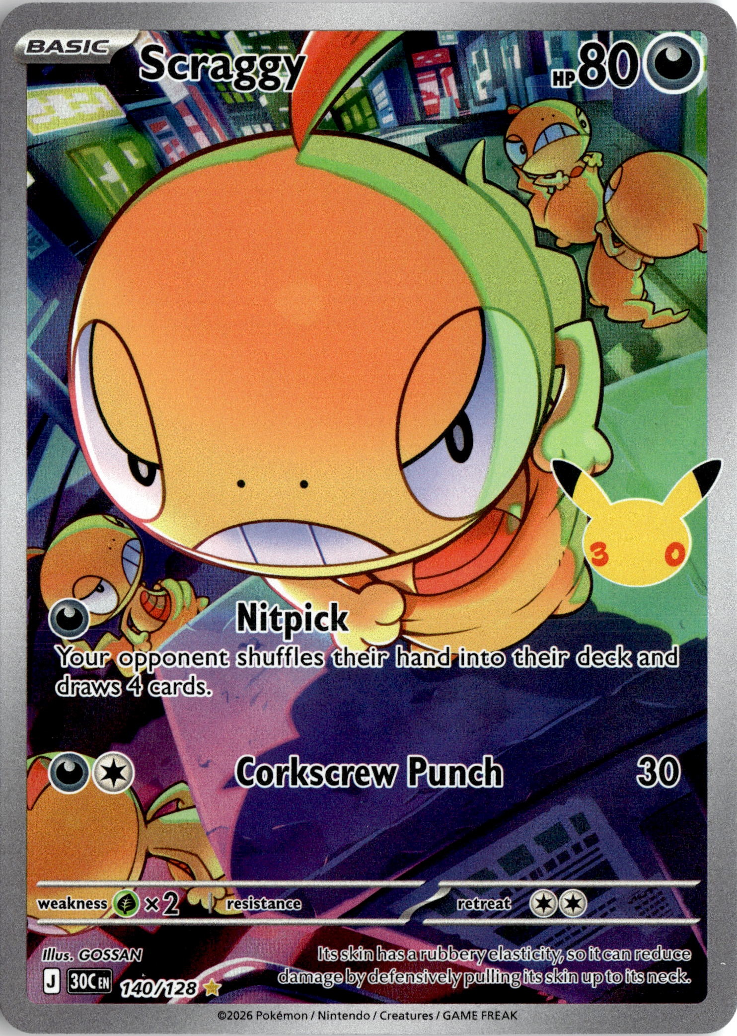 2026 Pokemon 30C En Scraggy graded slab