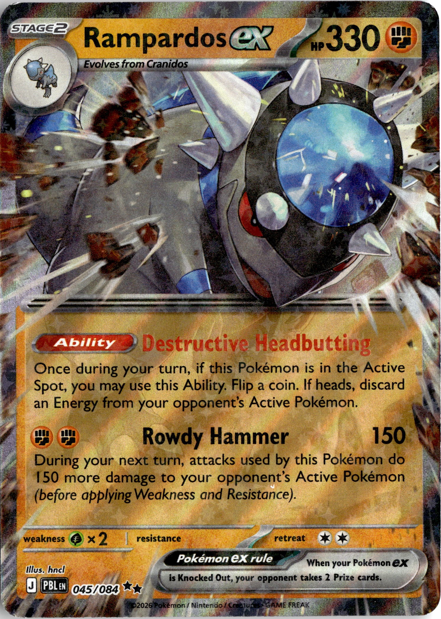 2026 Pokemon Mega Evolution Rampardos Ex graded slab