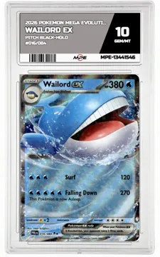 2026 POKEMON MEGA EVOLUTION PITCH BLACK-HOLO #016/084 WAILORD EX MPE 10 GEM/MT — graded card up for auction