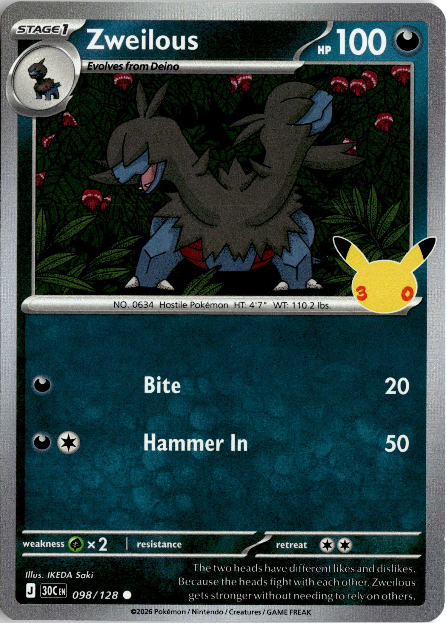 2026 Pokemon 30C En Zweilous graded slab