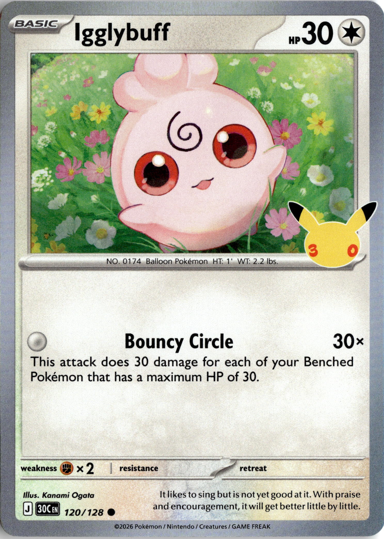 2026 Pokemon 30C En Igglybuff graded slab