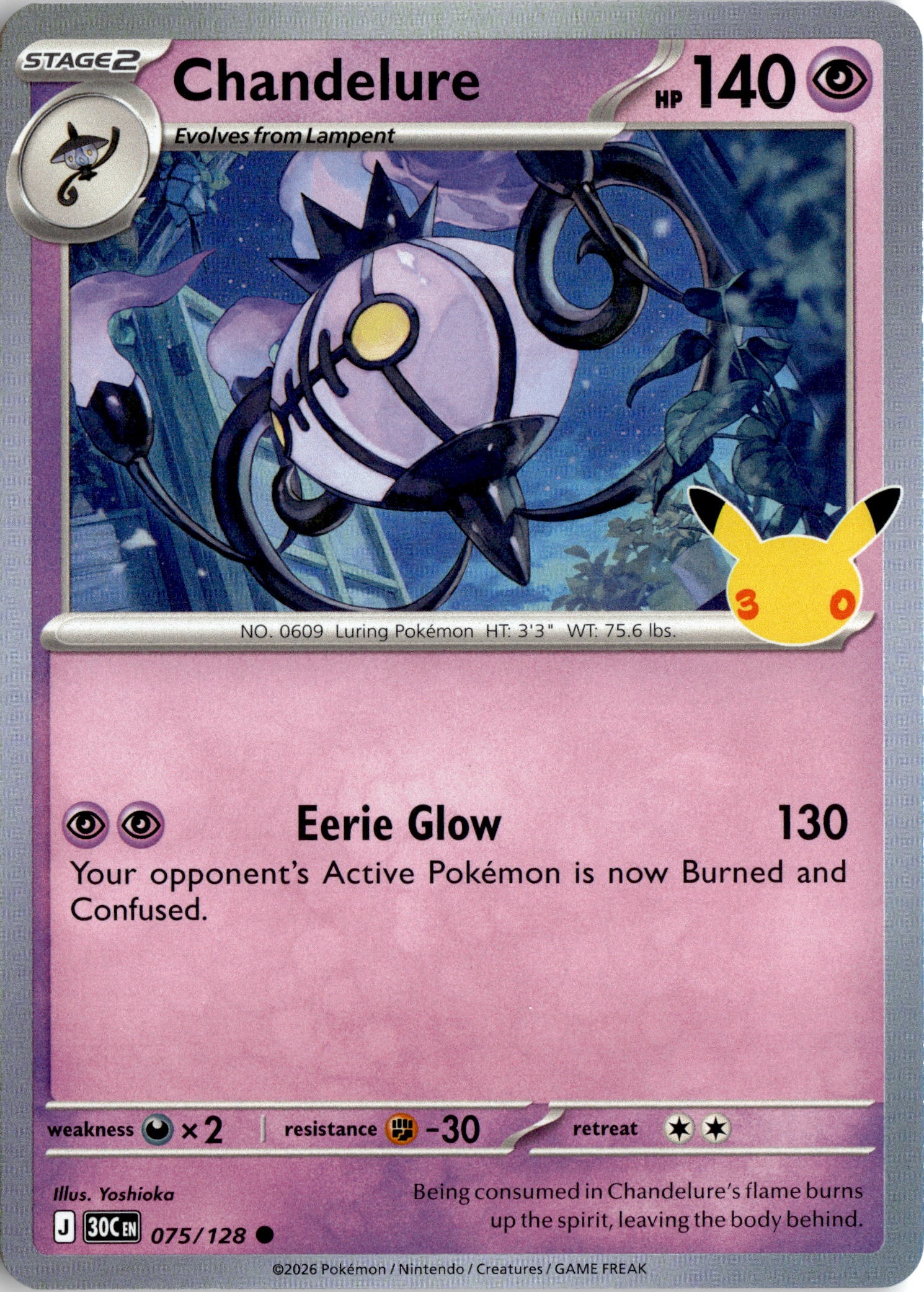 2026 Pokemon 30C En Chandelure graded slab