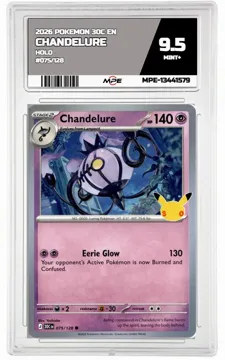 2026 POKEMON 30C EN HOLO #075/128 CHANDELURE MPE 9.5 MINT+ — graded card up for auction