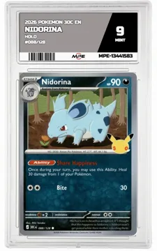 2026 POKEMON 30C EN HOLO #088/128 NIDORINA MPE 9 MINT — graded card up for auction