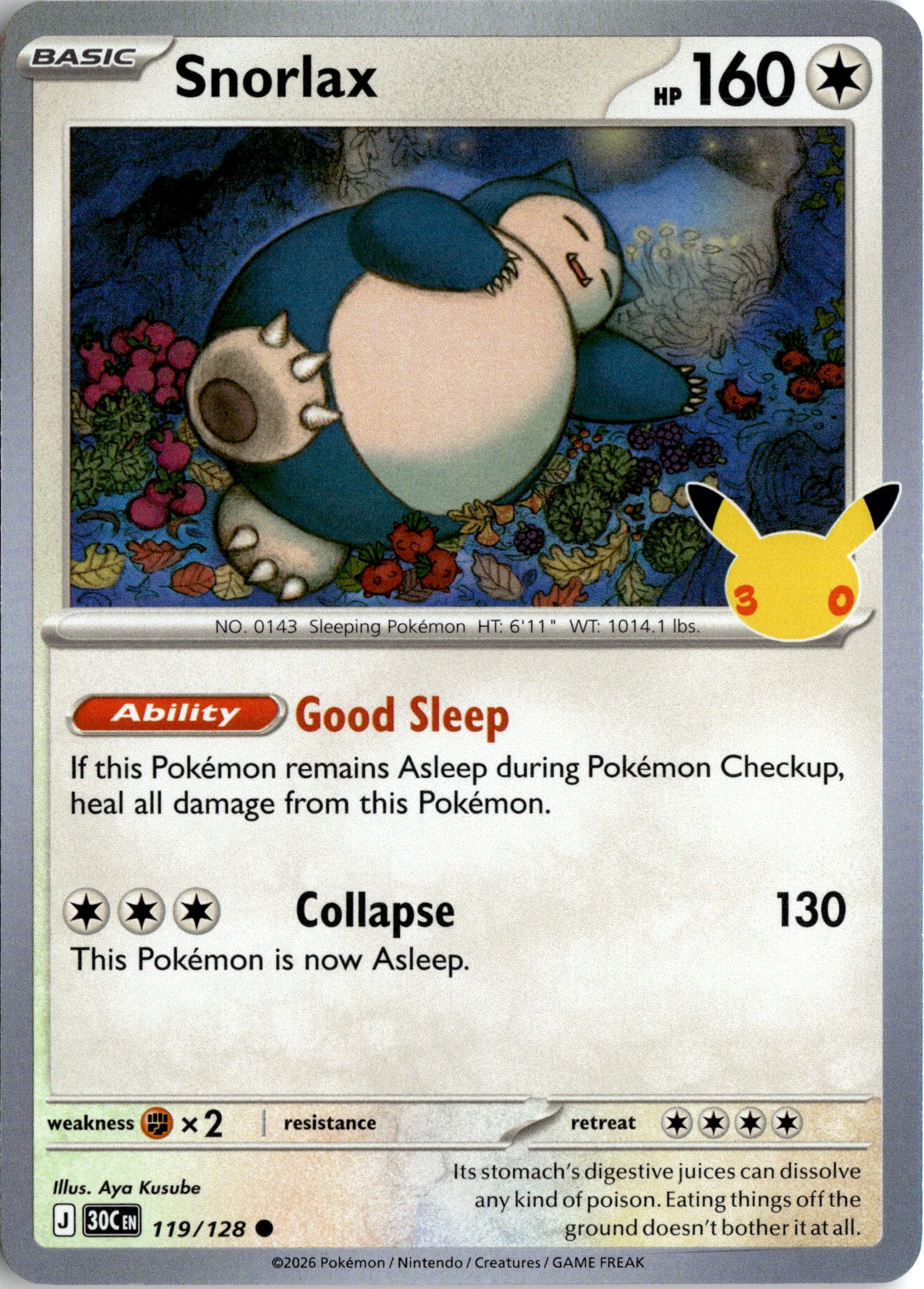 2026 Pokemon 30C En Snorlax graded slab