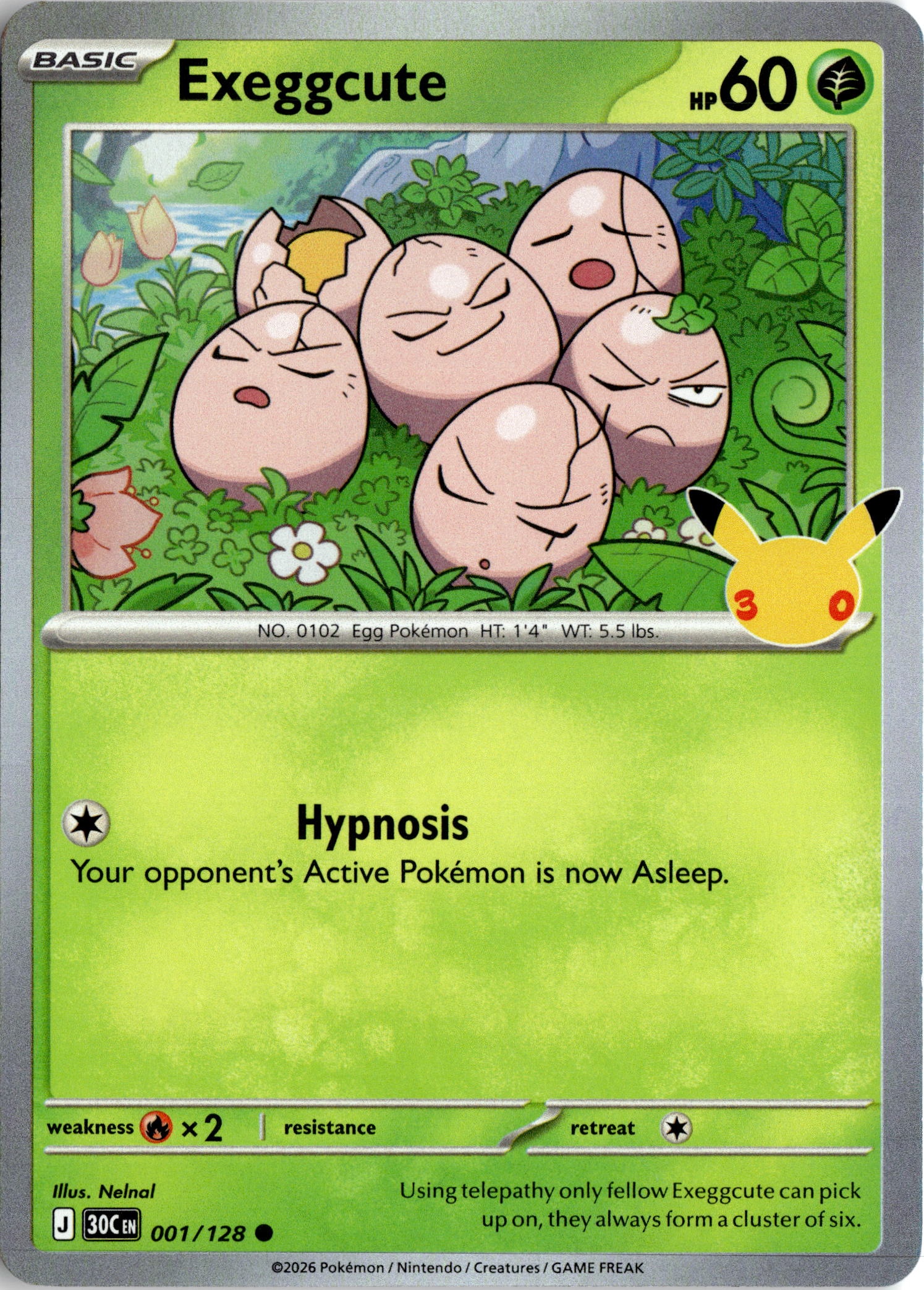 2026 Pokemon 30C En Exeggcute graded slab