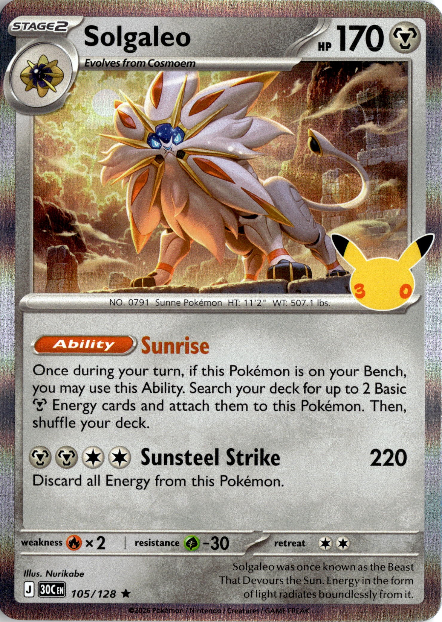 2026 Pokemon 30C En Solgaleo graded slab