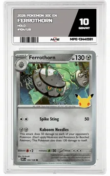 2026 POKEMON 30C EN HOLO #104/128 FERROTHORN MPE 10 GEM/MT — graded card up for auction