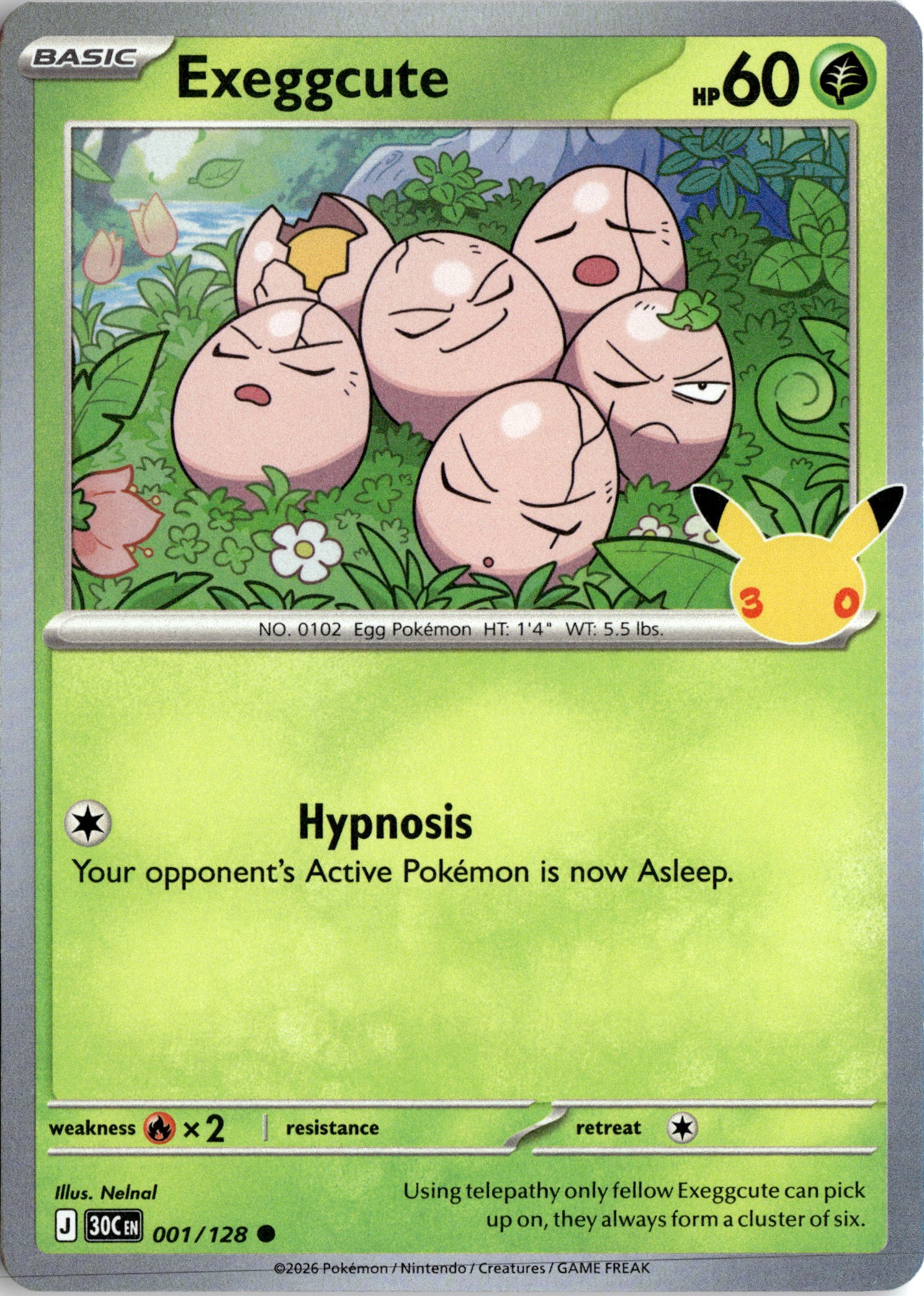 2026 Pokemon 30C En Exeggcute graded slab