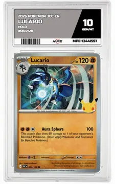 2026 POKEMON 30C EN HOLO #083/128 LUCARIO MPE 10 GEM/MT — graded card up for auction
