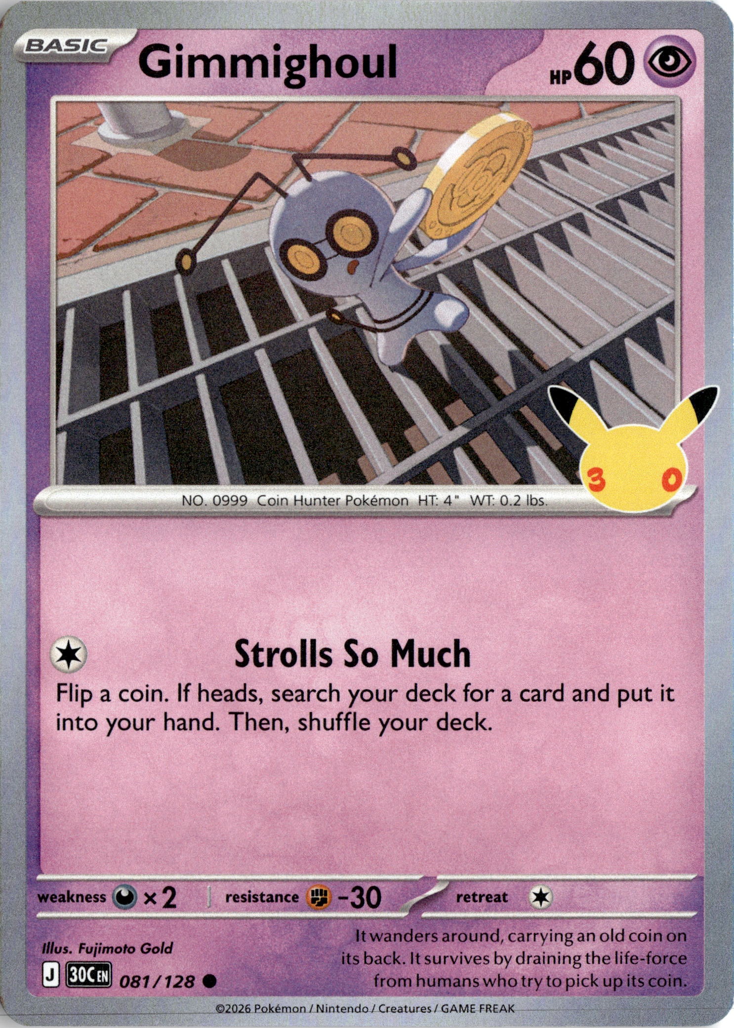 2026 Pokemon 30C En Gimmighoul graded slab