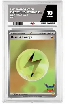 2026 POKEMON 30C EN HOLO PROMO-HOLO #012 BASIC LIGHTNING ENERGY MPE 10 GEM/MT — graded card up for auction