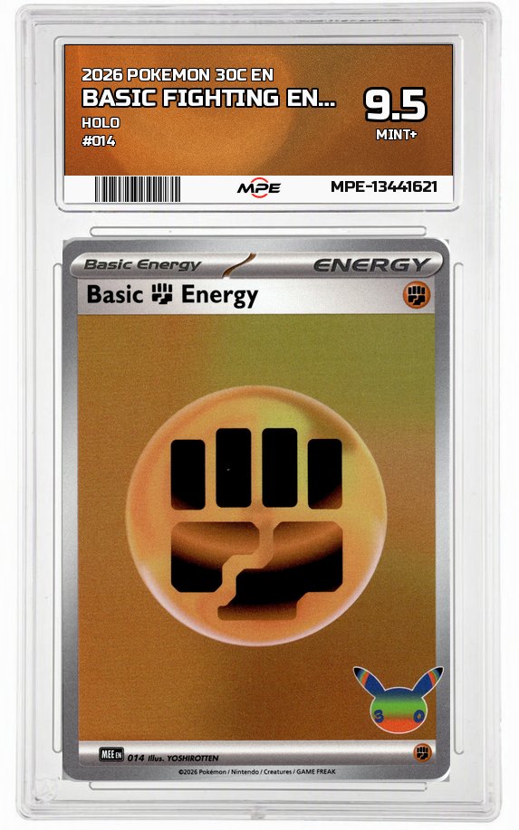 2026 POKEMON 30C EN HOLO #014 BASIC FIGHTING ENERGY MPE 9.5 MINT+ — graded card up for auction