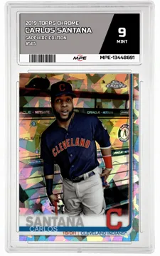 2019 TOPPS CHROME SAPPHIRE EDITION #585 CARLOS SANTANA MPE 9 MINT — graded card up for auction