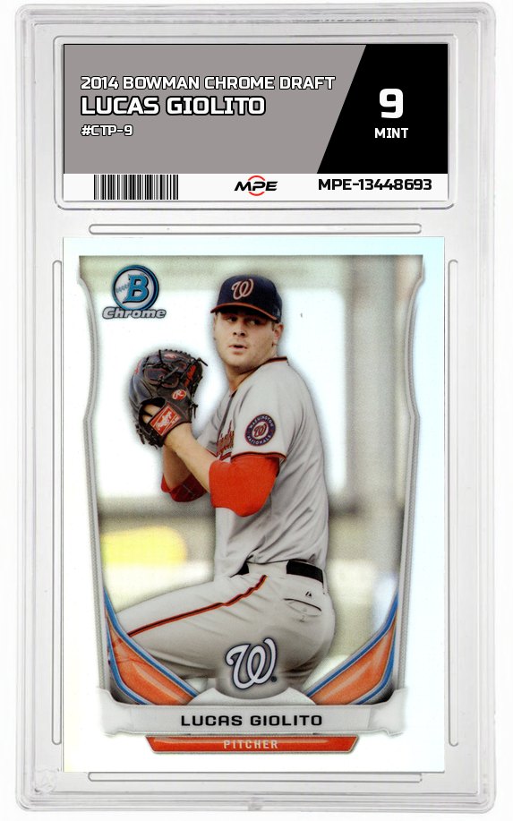 2014 BOWMAN CHROME DRAFT #CTP-9 LUCAS GIOLITO MPE 9 MINT — graded card auctioned from the MPE vault