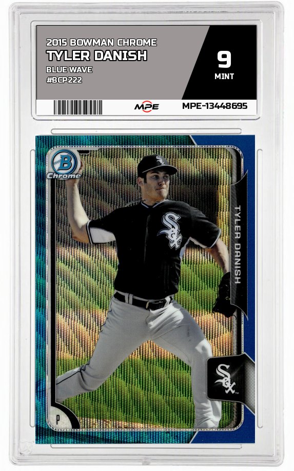 2015 BOWMAN CHROME BLUE WAVE #BCP222 TYLER DANISH MPE 9 MINT — graded card auctioned from the MPE vault