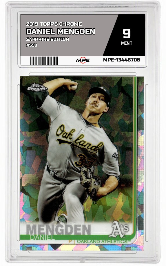 2019 TOPPS CHROME SAPPHIRE EDITION #553 DANIEL MENGDEN MPE 9 MINT — graded card auctioned from the MPE vault