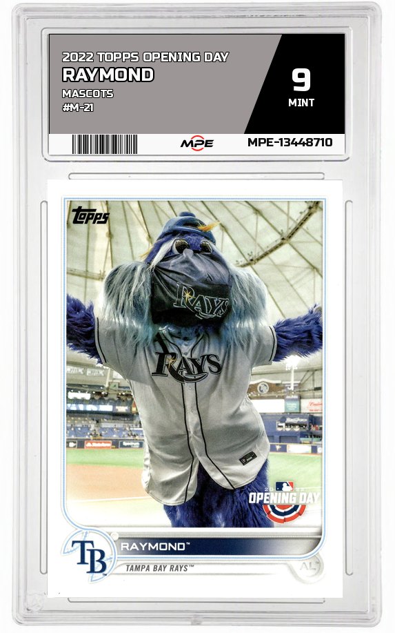 2022 TOPPS OPENING DAY MASCOTS #M-21 RAYMOND MPE 9 MINT — graded card auctioned from the MPE vault
