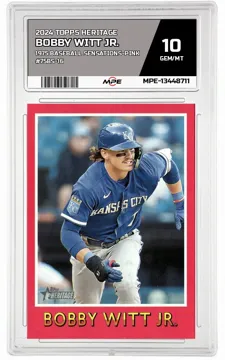 2024 TOPPS HERITAGE 1975 BASEBALL SENSATIONS-PINK #75BS-16 BOBBY WITT JR. MPE 10 GEM/MT — graded card up for auction