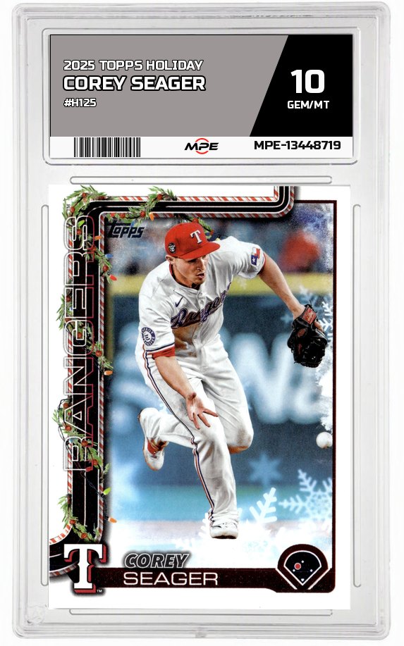 2025 TOPPS HOLIDAY #H125 COREY SEAGER MPE 10 GEM/MT — graded card auctioned from the MPE vault