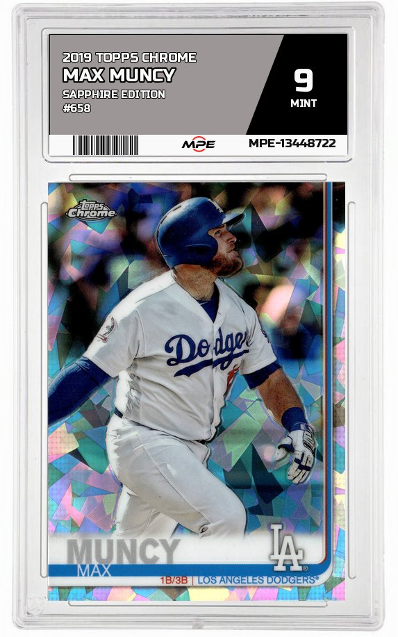 2019 TOPPS CHROME SAPPHIRE EDITION #658 MAX MUNCY MPE 9 MINT — graded card auctioned from the MPE vault