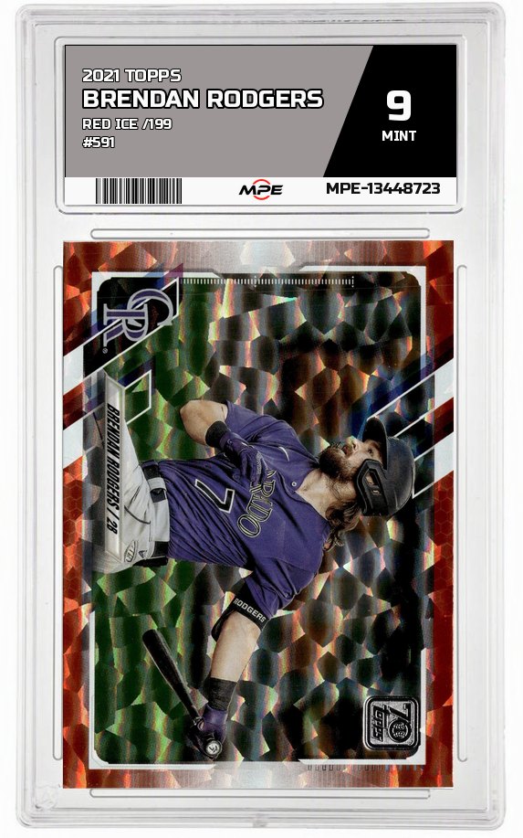 2021 TOPPS RED ICE /199 #591 BRENDAN RODGERS MPE 9 MINT — graded card auctioned from the MPE vault