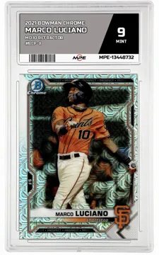 2021 BOWMAN CHROME MOJO REFRACTOR #BCP-8 MARCO LUCIANO MPE 9 MINT — graded card up for auction