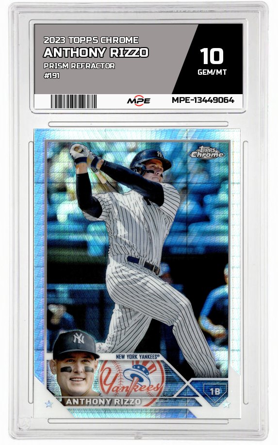 2023 TOPPS CHROME PRISM REFRACTOR #191 ANTHONY RIZZO MPE 10 GEM/MT — graded card auctioned from the MPE vault