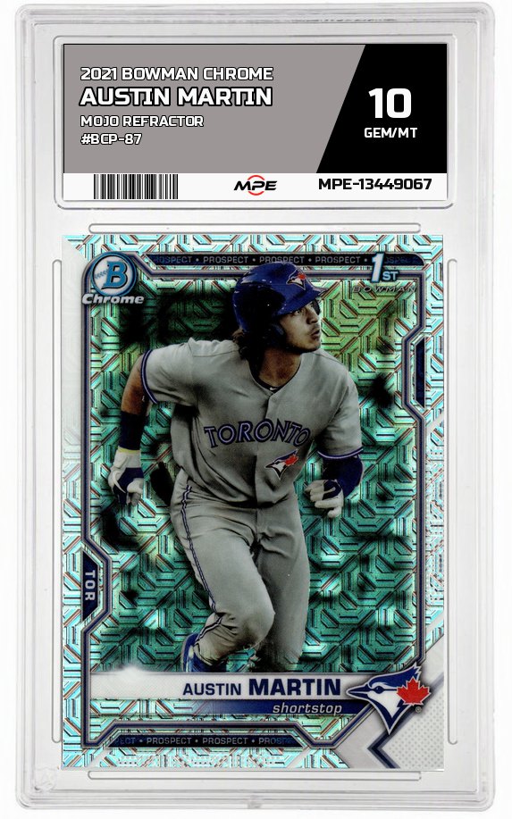 2021 BOWMAN CHROME MOJO REFRACTOR #BCP-87 AUSTIN MARTIN MPE 10 GEM/MT — graded card auctioned from the MPE vault