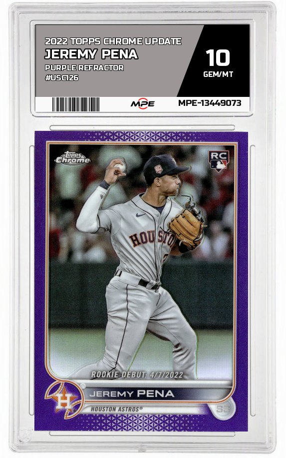 2022 TOPPS CHROME UPDATE PURPLE REFRACTOR #USC126 JEREMY PENA MPE 10 GEM/MT — graded card auctioned from the MPE vault