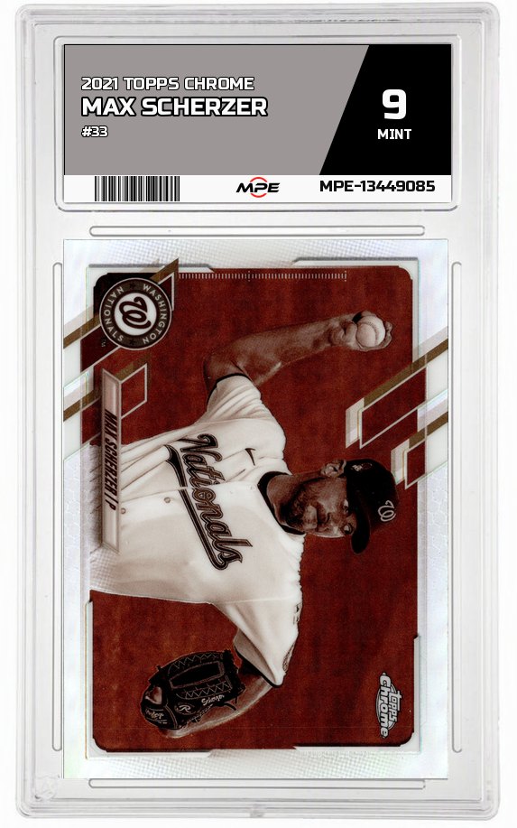 2021 TOPPS CHROME #33 MAX SCHERZER MPE 9 MINT — graded card auctioned from the MPE vault