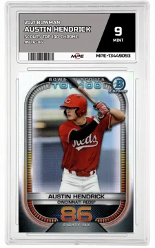2021 BOWMAN SCOUTS TOP 100-CHROME #BTP-86 AUSTIN HENDRICK MPE 9 MINT — graded card up for auction