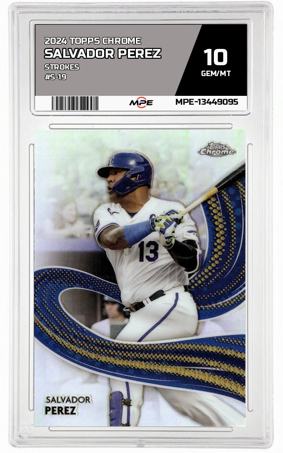 2024 TOPPS CHROME STROKES #S-19 SALVADOR PEREZ MPE 10 GEM/MT — graded card auctioned from the MPE vault