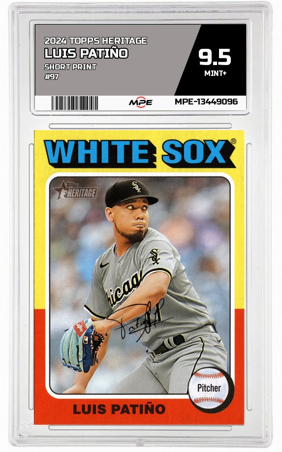 2024 TOPPS HERITAGE Short Print #97 LUIS PATIÑO MPE 9.5 MINT+ — graded card auctioned from the MPE vault