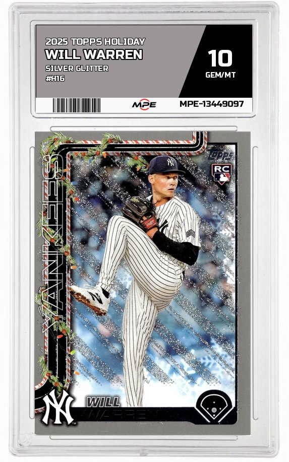 2025 TOPPS HOLIDAY Silver Glitter #H16 WILL WARREN MPE 10 GEM/MT — graded card auctioned from the MPE vault