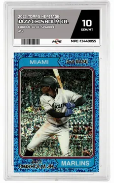 2023 TOPPS HERITAGE CHROME BLUE SPARKLE #14 JAZZ CHISHOLM JR. MPE 10 GEM/MT — graded card up for auction