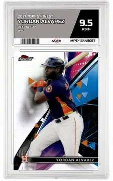 2021 TOPPS FINEST REFRACTOR #95 YORDAN ALVAREZ MPE 9.5 MINT+ — graded card up for auction