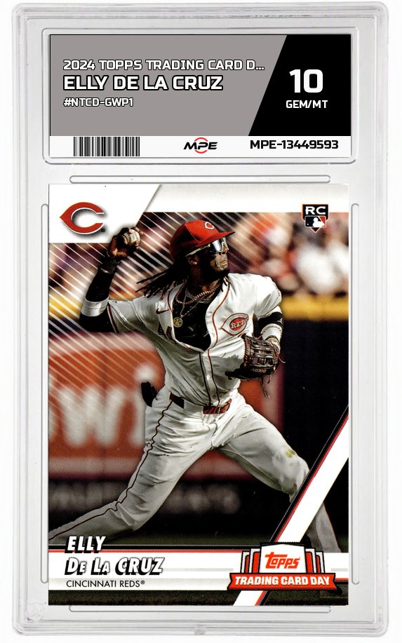 2024 TOPPS TRADING CARD DAY #NTCD-GWP1 ELLY DE LA CRUZ MPE 10 GEM/MT — graded card auctioned from the MPE vault